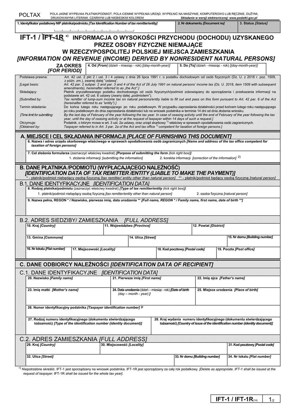 Wyliczy i wypełnij IFT-1/IFT-1R w programie e-pity